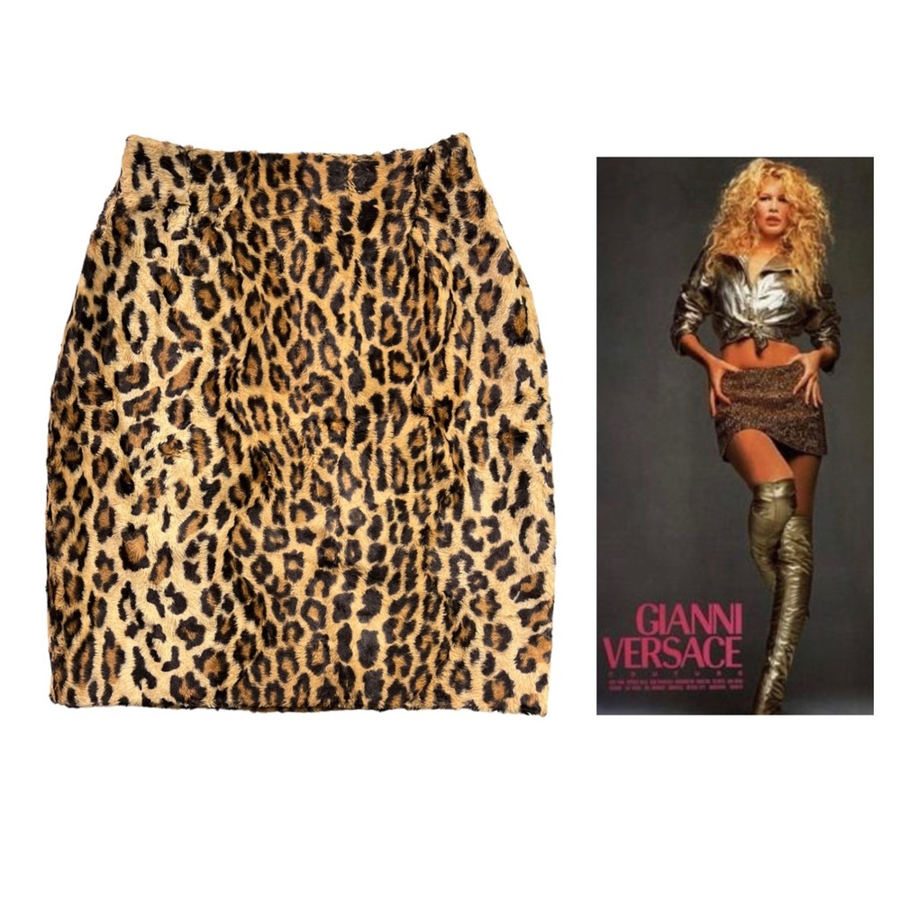 Vintage Istante by Gianni Versace Leopard Print Skirt Size 42